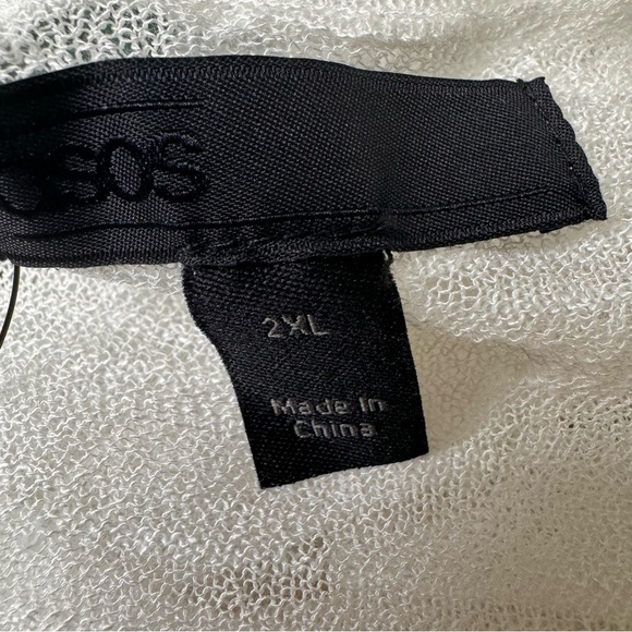 ASOS White Sheer Scoop Neck Long Sleeve Shirt Size 2XL NWT - Picture 5 of 7